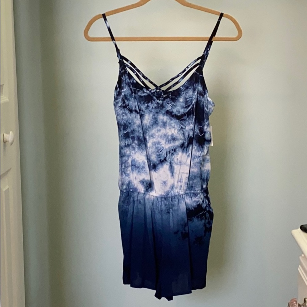 Blue tie dye romper